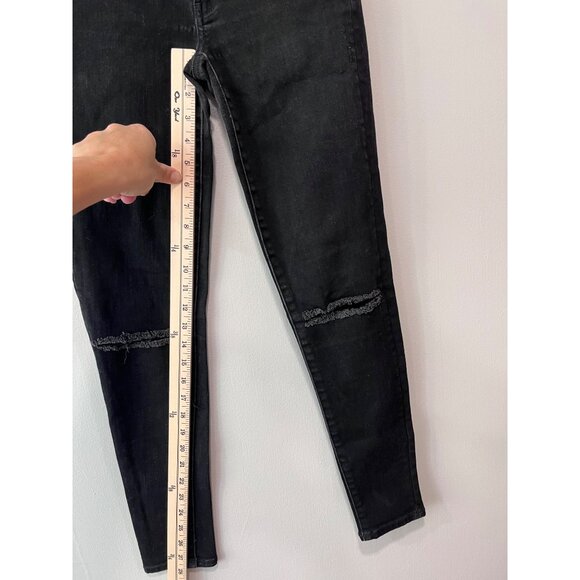 American Eagle Outfitters Womens Black Skinny Jeans Size 2 Distressed Knee Denim - Picture 5 of 11